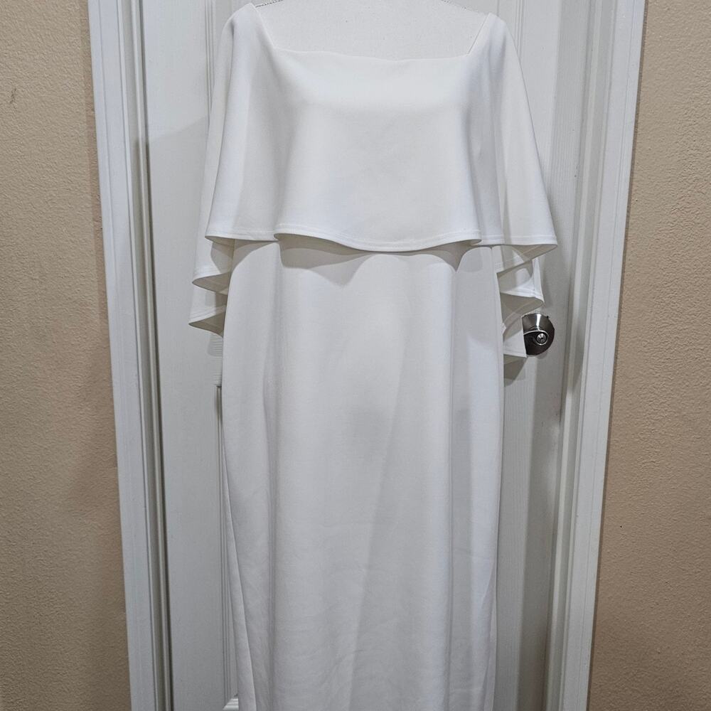 Asos White Cape Sleeve Midi Dress Plus Size 18 - Picture 3 of 8